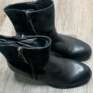 H by Halston Black Suede/Leather Zip Up Bootie NWT EU Size 39